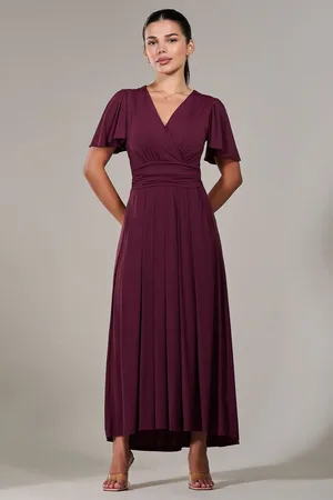 Jolie Moi Short Sleeve Soft Silky Jersey Maxi Dress