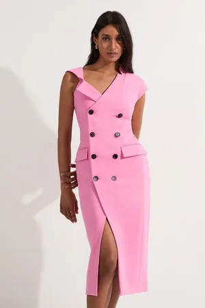 Karen Millen Compact Stretch Asymmetric Collar Tailored Pencil Maxi Dress