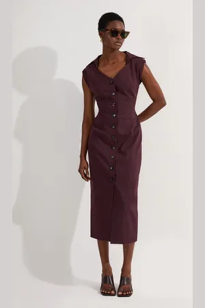 Karen Millen Pinstripe Corseted Tailored Pencil Midi Dress