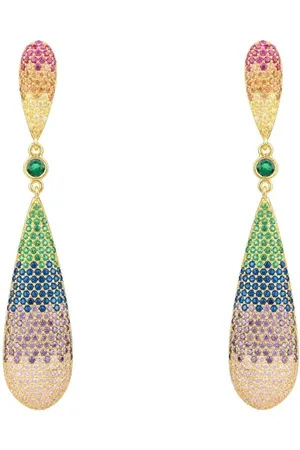 Latelita Long Drop Earrings Rainbow Gold