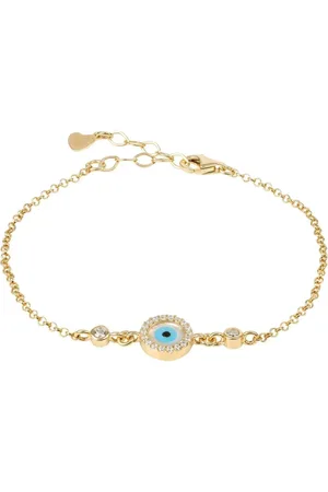 Latelita Evil Eye Round Mother Of Pearl Gemstone Bracelet Gold