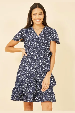 Yumi Ditsy Floral Wrap Frill Dress