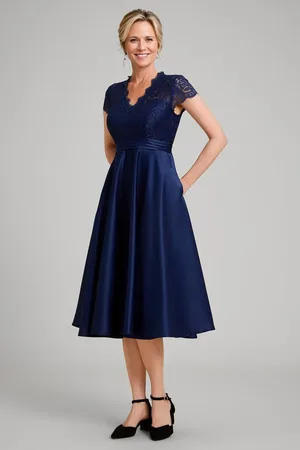 Ever Pretty Lace Panel Midi Dress Mother of the Bride Guest Gown