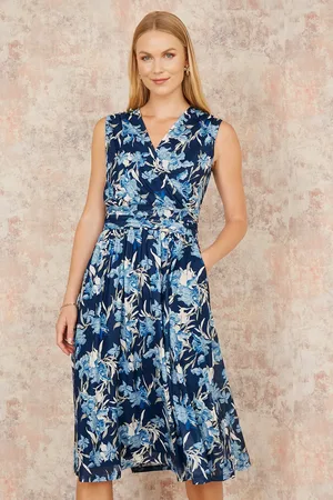 Yumi Floral Mesh Wrap Skater Dress With Pockets