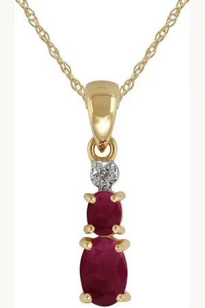 Gemondo Classic Oval Ruby & Diamond Pendant in 9ct Yellow Gold