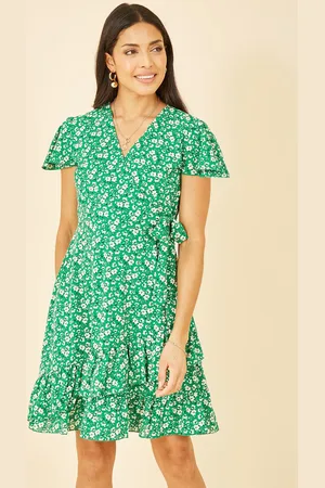 Yumi Ditsy Floral Wrap Frill Dress