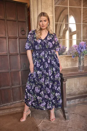 Yours Floral Lace V-Neck Midaxi Dress