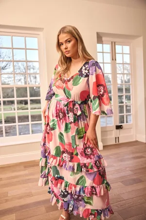 Yours Floral Print Tiered Maxi Dress