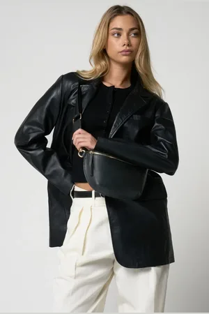 Barneys Originals Leather Curve Crossbody Bag
