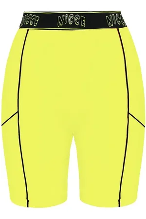 Nicce London Stretch Waist Graphic Logo Black/Neon Yellow Carbon Shorts
