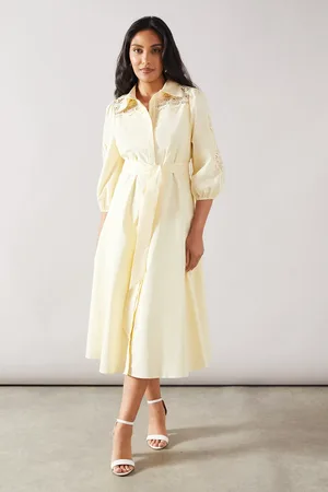 wallis Petite Occasion Cotton Cutwork Detail Shirt Dress
