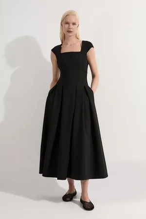 Karen Millen Clean Tailored Square Neck Full Skirted Midi Dress