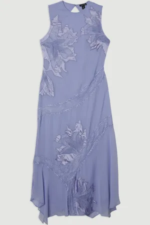 Karen Millen Applique And Lace Georgette Sleeveless Woven Midi Dress