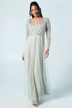 Coast Diamante Geo Bodice Long Sleeve Tulle Bridesmaids Dress