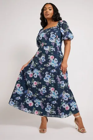 Yours Floral Linen Look Midaxi Dress