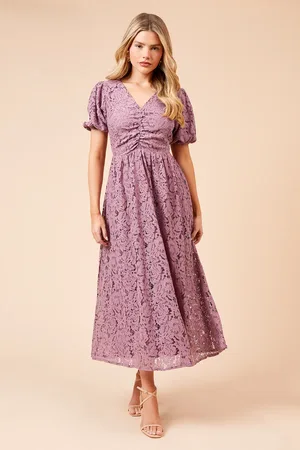 Dorothy Perkins Lace Ruched Front Midi Dress