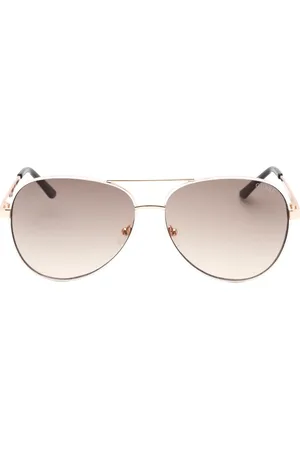 Guess Gradient Brown Lens White Framed Sunglasses