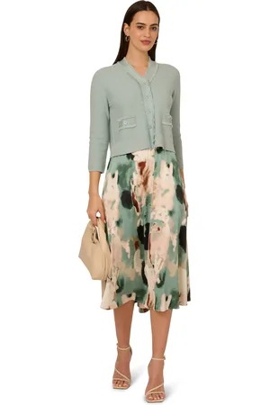 Adrianna Papell Knit Frayed Waffle Crop Cardigan Sweater