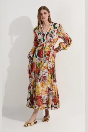 Karen Millen Trailing Floral Woven Plunge Maxi Dress