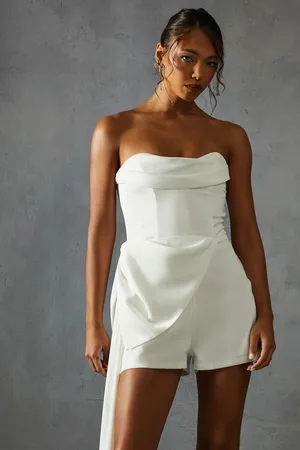 MissPap Satin Draped Bow Playsuit
