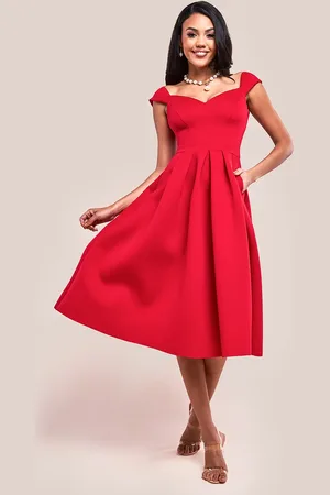 Goddiva Scuba Foam Skater Midi Dress