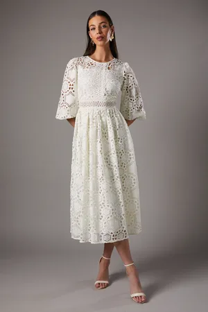 Coast Geo lace Blouson Sleeve Midi Dress