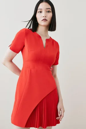 Karen Millen Tailored Military Pleat Short Sleeve Mini Dress