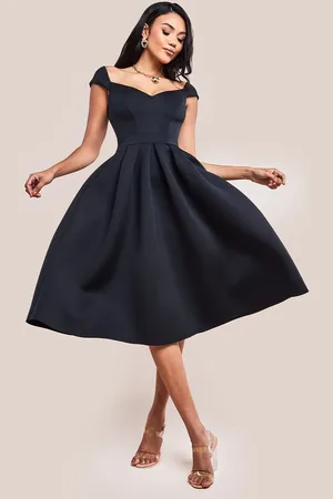 Goddiva Scuba Foam Skater Midi Dress