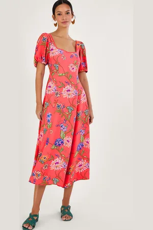 Monsoon Regina Floral Print Tea Dress with Sustainable Viscose