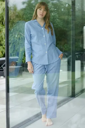 British Boxers "Staffordshire Blue" Herringbone Brushed Cotton Pyjama Set