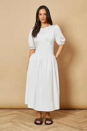 Oasis Poplin Panel Ruched Dress