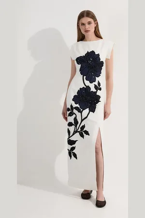 Karen Millen Premium Summer Embellished Applique Tailored Maxi Dress