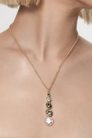 Karen Millen 14kt Plated Crystal Teardrop Pendant Necklace