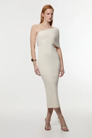 Karen Millen Compact Rib Stitch Knitted One Shoulder Dress