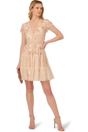 Adrianna Papell Bead Mesh Cocktail Dress