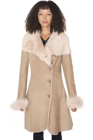 Infinity Suede Merino Shearling Coat with Toscana Collar-Rochford