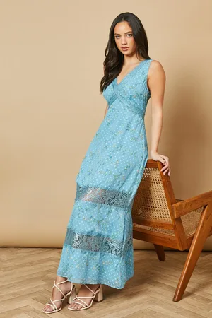 Oasis Floral Chiffon Lace Midi Dress