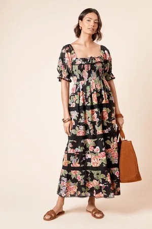 Dorothy Perkins Black Large Shirred Bodice Midi Dress