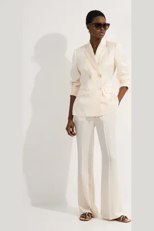 Karen Millen Premium Satin Pinstripe Tailored Straight Leg Trouser