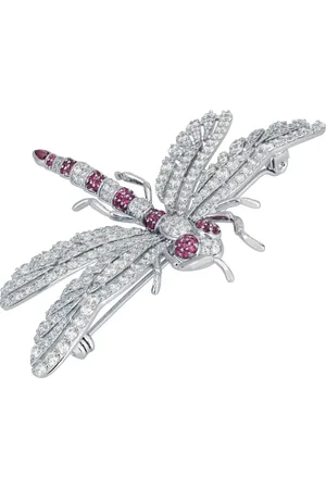 Latelita Dragonfly Brooch Silver Ruby Cz