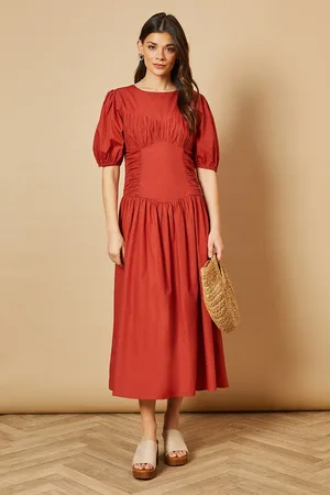Oasis Poplin Panel Ruched Dress