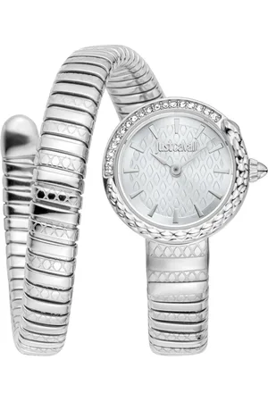 Roberto Cavalli Stainless Steel and Crystal Wrap Watch