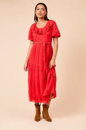 Dorothy Perkins Scoop Neck Ruffle Tiered Midi Dress
