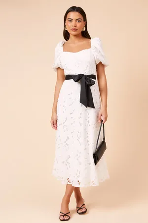 Dorothy Perkins DP Luxe Cut-Work Lace Contrast Belt Midi Dress