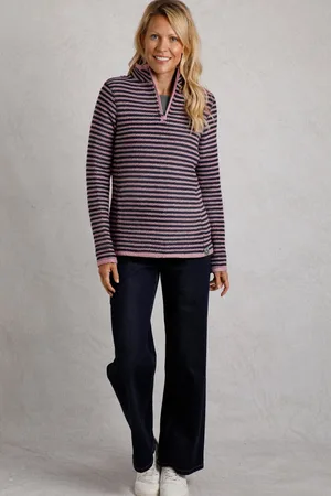 Weird Fish Meadow 1/4 Zip Stripe Macaroni