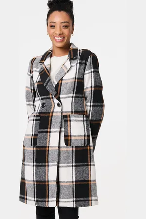 Izabel London Checked Double Breasted Trench Coat