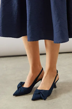wallis Vitalia Bow Detail Slingback Pointed Medium Heel Court Shoes