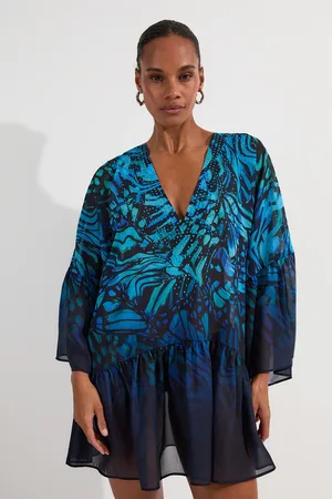 Karen Millen Ombre Butterfly Georgette Kimono Beach Mini Dress
