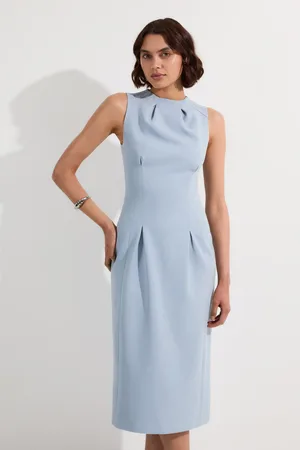 Karen Millen Structured Crepe Sleeveless Tailored Pencil Midi Dress