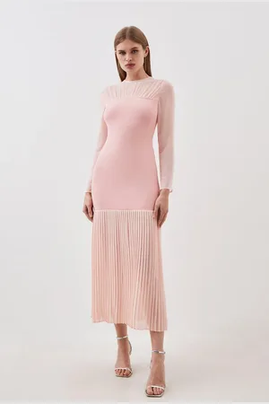 Karen Millen Figure Form Woven Bandage Knit Mix Dress